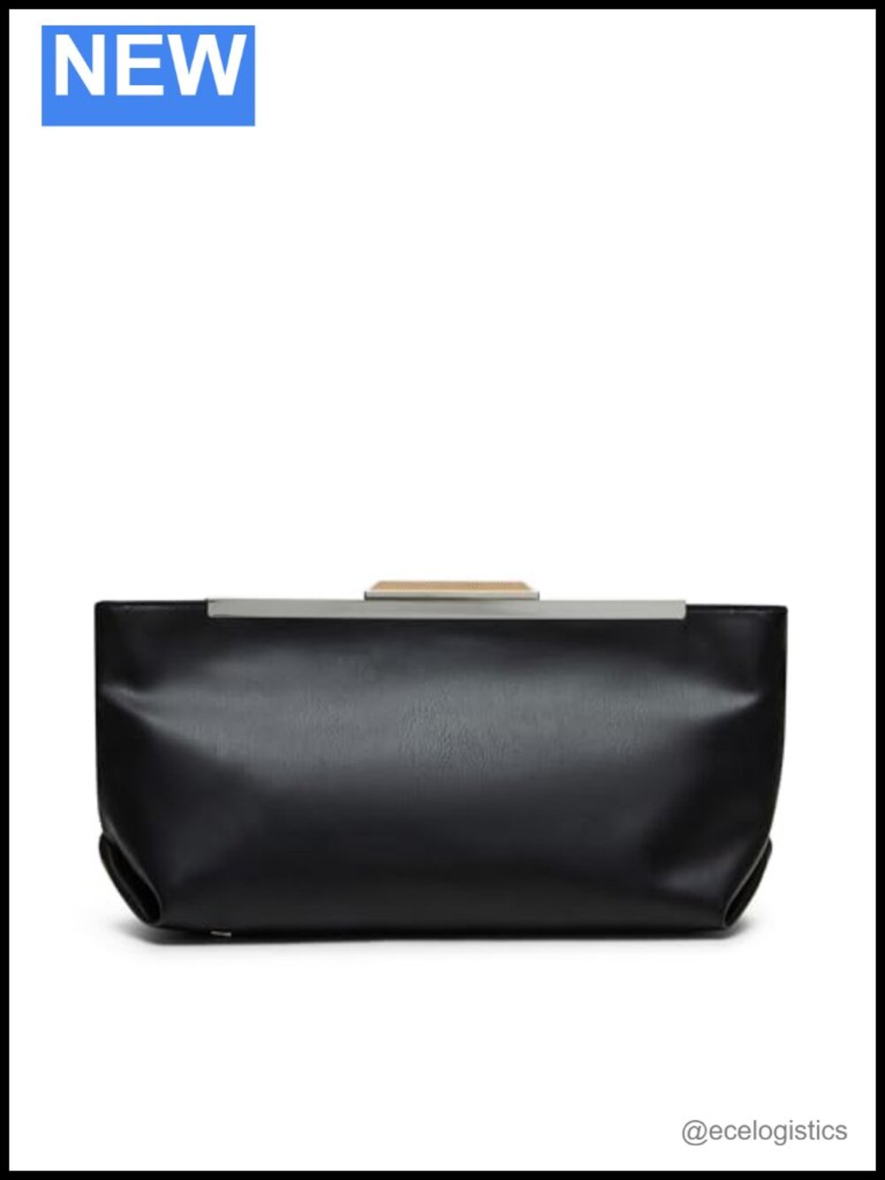 Oversized Pyramid Clutch with Top Handle Faux Leather Handbag